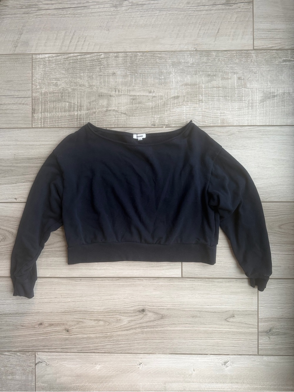 Garage Navy Blue Cropped Long-Sleeve Top